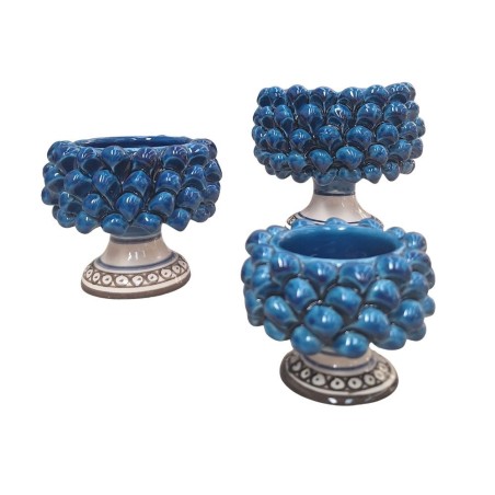 Blue Pine cone cachepot with base handmade sicilian pot Ceramiche De Simone Blue Pine cone cachepot with base handmade sicilian pot Ceramiche De Simone